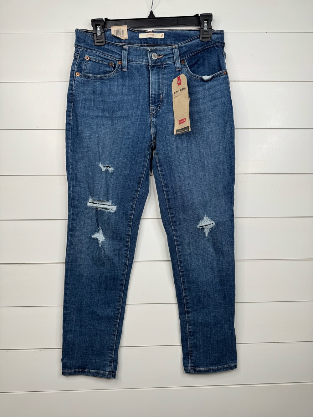 Levi's Boyfriend Jeans Womens W27 L27 Medium Wash Distressed Stretch